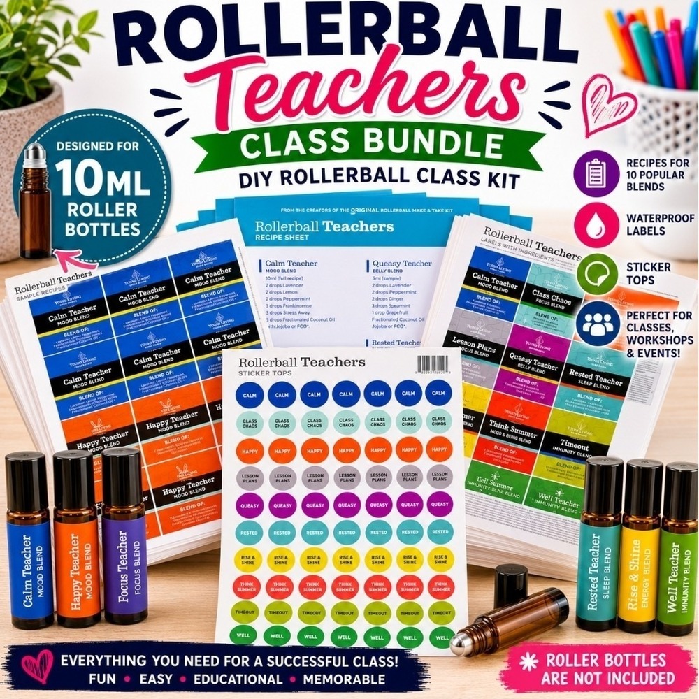 DIY Rollerball 10ml Essential Oil Workshop Kit TEACHER Series Bundle 10 People